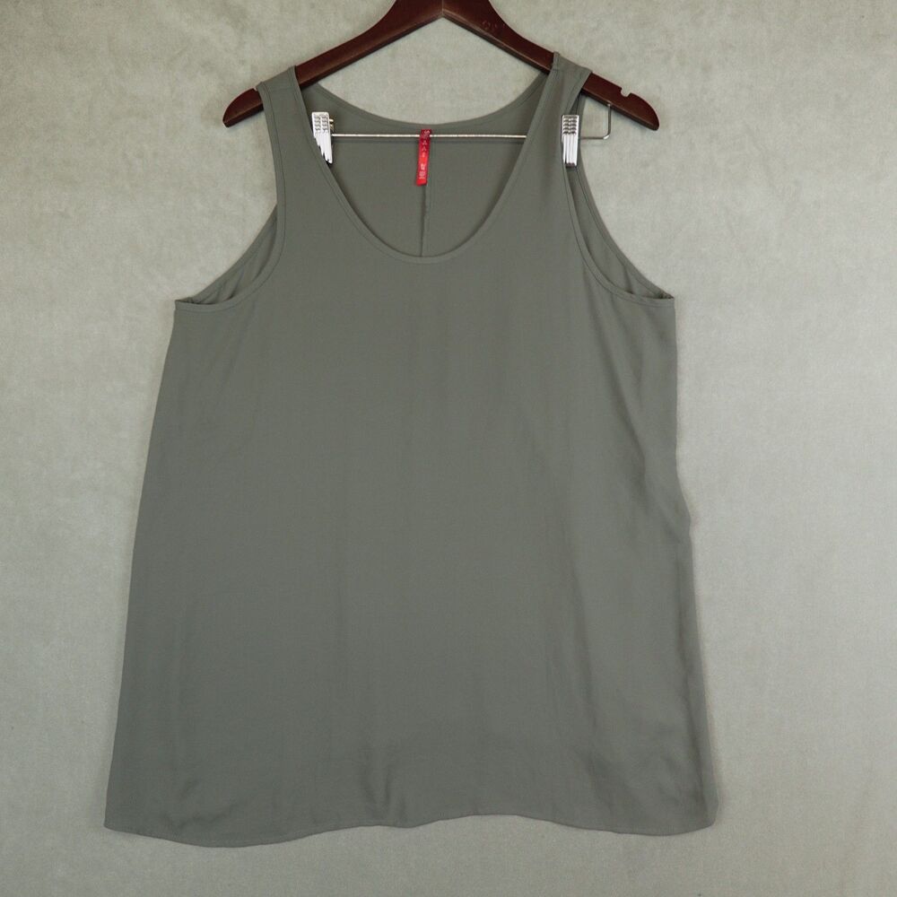 Spanx Perfect Length Chiffon Tank Top Olive Green XL Activewear